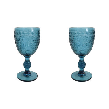 2PK LVD Stemmed Hamptons Festive Royal 17cm Red Wine Glass - Blue