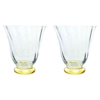 2PK LVD Clear Buff 11cm Tulip Glass Drinking Water Tumbler Cup - Yellow