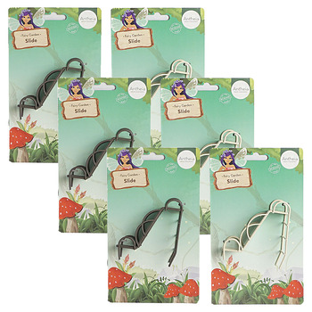 6PK Atheia Green Homewares Fairy Garden Metal Slide Assorted