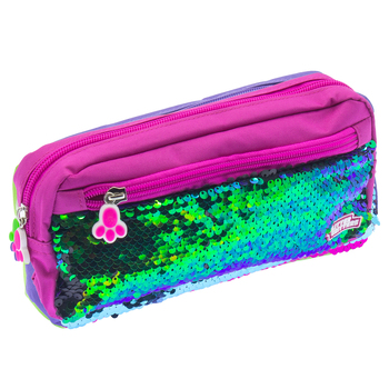 Glitter Critters Pat Me 2 Compartments Sequin Fron Zipper Pencil Case - Pink