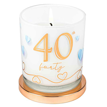 40th Candle Vanilla 45hr Burn Time 9 x 8cm Keepsake Gift Set