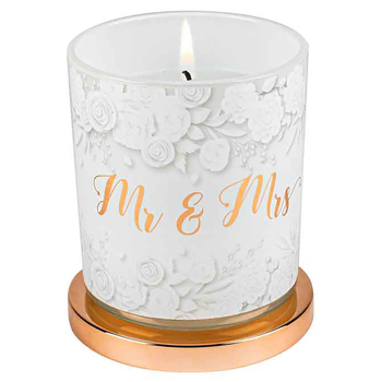 Mr & Mrs Candle Vanilla 45hr Burn Time 9 x 8cm Keepsake Gift Set