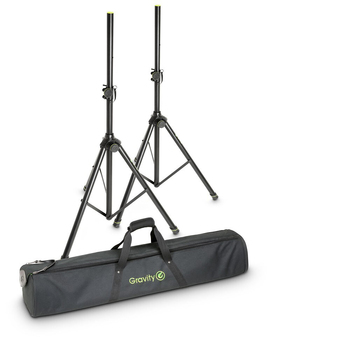 2pc Gravity SS5211BSET1 Aluminium Stand w/ Carrying Bag For Speaker Black