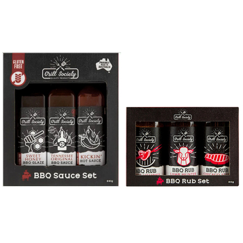 6pc Grill Society BBQ Sauce & Spice Rub Set