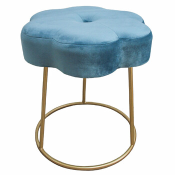 LVD Daisy Metal/Velvet/MDF 41x44cm Stool Home Furniture - Sky Blue