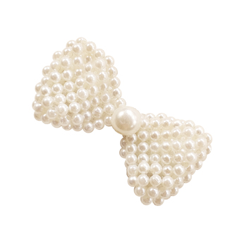 Culturesse Mckenzie Vintage 6cm Pearl Bow Tie Barrette - White