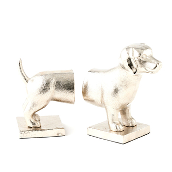 2pc Pilbeam Living Dasha Aluminium Bookends Set Silver 20cm