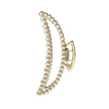 Culturesse Cordelia Crescent Pearly 11.2cm Large Hair Claw - White/Gold