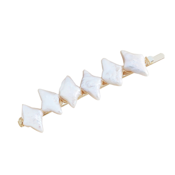 Culturesse Jamaica Artisan 6.5cm Freshwater Pearl Hair Clip - White/Gold