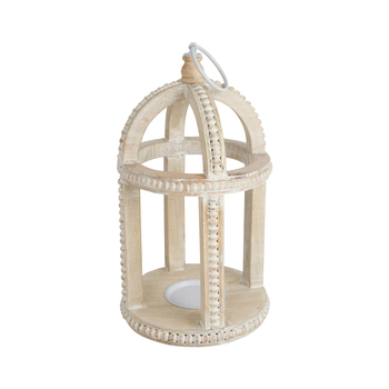 Maine & Crawford Bryony 38x20cm Mango Wood Lantern Candle Holder - Cream