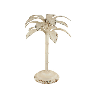 Maine & Crawford Hodges Iron Palm Tree 39x25cm Candle Holder Antique White