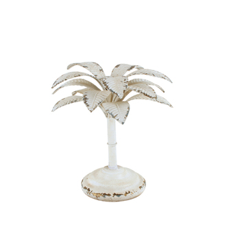 Maine & Crawford Hodges Iron Palm Tree 29x25cm Candle Holder Antique White