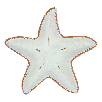 Maine & Crawford Harlak 34cm Wood Starfish Dish Display - White