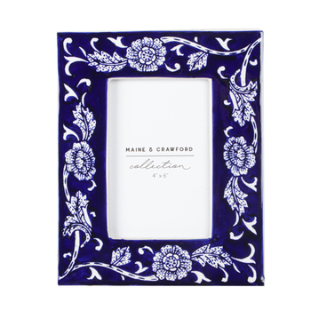 Maine & Crawford Hema Ginger Jar 24cm Ceramic Photo Frame - Indigo/White