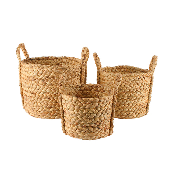 3pc Maine & Crawford Carlos 10/20/30cm Square Woven Storage Basket Natural