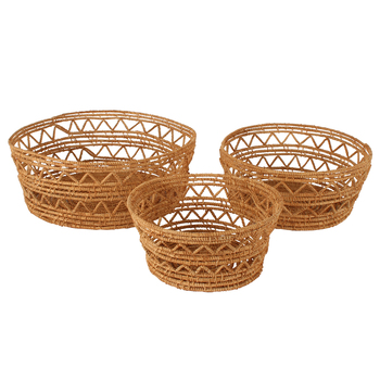 3pc Maine & Crawford Leean Palm Fibre Basket Round Display Set - Natural