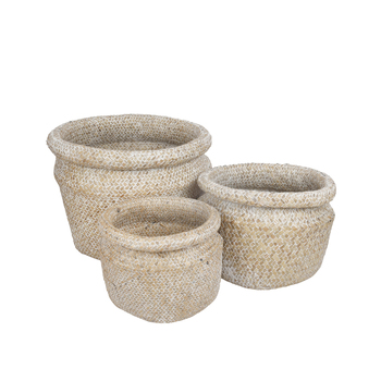 3pc Maine & Crawford Leia Basket w/ Lip Round Set - Natural/White