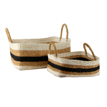 2pc Maine & Crawford Izzy Stripe Jute 30/40cm Rectangle Basket