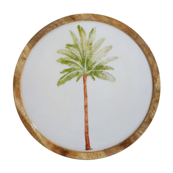 Maine & Crawford St Barts 30cm Green Palm Tree Wood Round Plate