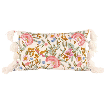 Maine & Crawford Caprice 51x31cm Floral Print Cushion w/ Tassel