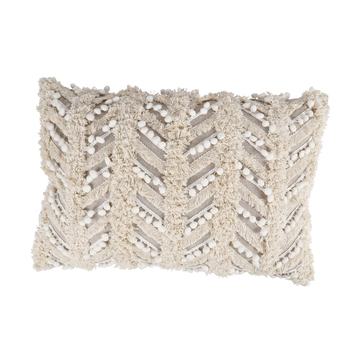 Maine & Crawford Anastania 60x40cm Tassel Pom Pom Cushion - Cream