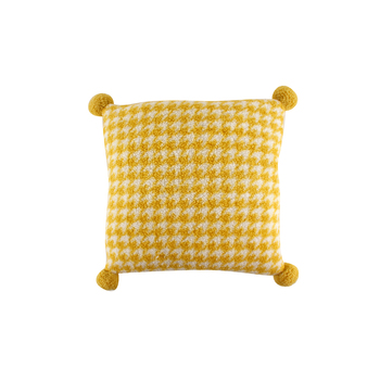 Maine & Crawford Ceres 50x50cm Fluffy Houndstooth Cushion - Yellow