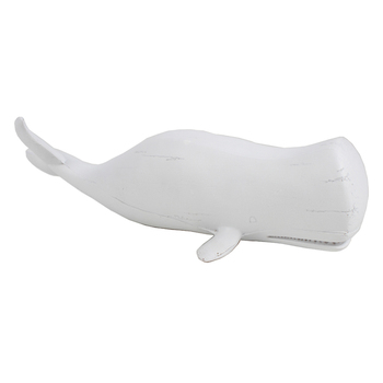 Maine & Crawford 7 Seas Moby Whale 36x11cm Wood Decor - White