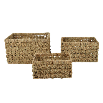 3pc Maine & Crawford Billi 30/35/40cm Rectangle Seagrass Basket - Natural