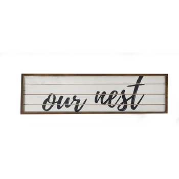 Maine & Crawford Cahrl Our Nest 47x16cm MDF Plaque - Brown/Black