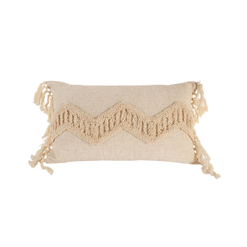 Maine & Crawford Kylen 50x30cm Fringed Cushion - Beige