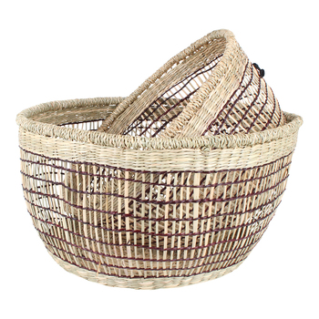 2pc Maine & Crawford Blake Round Storage Basket Set - Black/Natural