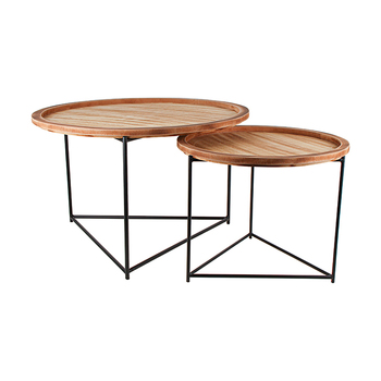 2pc Maine & Crawford Ardano 50/70cm Wood Side Table - Black