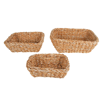 3pc Maine & Crawford Coolangatta 28cm Seagrass Rectangle Basket Natural