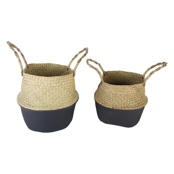 2pc Maine & Crawford Byron Foldable Seagrass 27/31cm Belly Basket