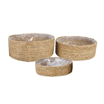 3pc Maine & Crawford Chaka 20/22/25cm Round Seagrass Basket - Natural