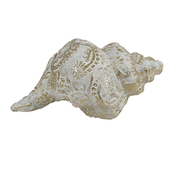 Maine & Crawford Onyx 19cm Resin Conch Statue - Gold/White