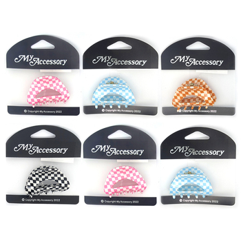 6PK My Accessory 5cm Melrose Hair Clip Check Mix Assorted