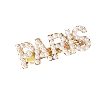 Culturesse Paris 5cm Pearly Statement Barrette - White/Gold