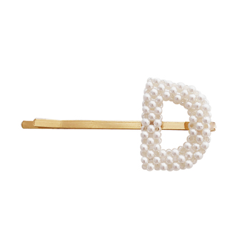 Culturesse The Pearly Alloy 6.5cm Letter D Hair Clip - Pearl