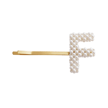 Culturesse The Pearly Alloy 6.5cm Letter F Hair Clip - Pearl