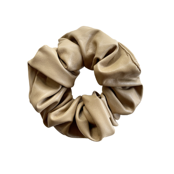 Culturesse Aveline Large 13cm Leather Scrunchie - Tan