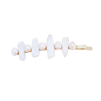 Culturesse Guinevere 9cm Artisan Freshwater Pearl Hair Clip - White