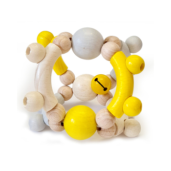 Hess Spielzeug Wooden 9cm Rattle Motor Ball Toy Baby 0m+ Natural Yellow