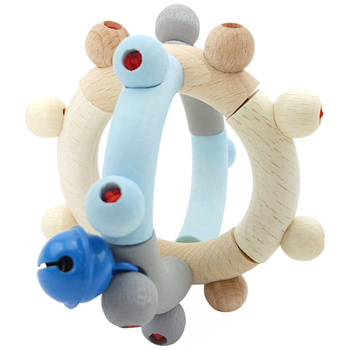 Hess Spielzeug Wooden 9cm Rattle Motor Ball Baby 0m+ Natural Blue