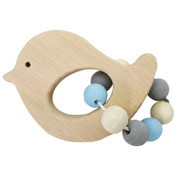 Hess Spielzeug Wooden 9.5cm Rattle Bird Baby 0m+ Natural Blue