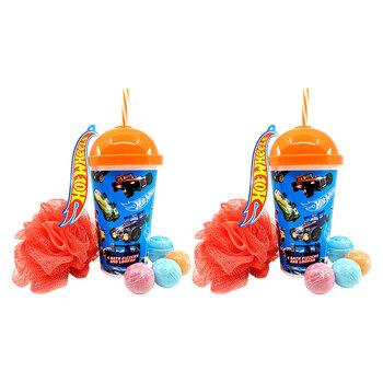 10pc Hot Wheels Bath Fizzers And Loofa Set With Cup 6y+