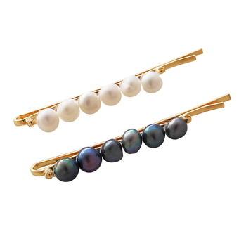 2pc Culturesse Aliénor 6.1cm Dual Toned Freshwater Pearl Hair Clip Set