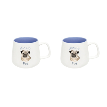 2PK Splosh I Love My Pug 12cm Dog Hot/Cold Drinking Ceramic Mug