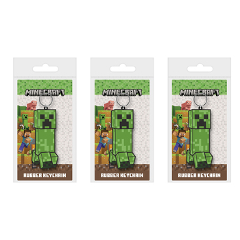 3PK Minecraft Creeper Kids/Childrens Figurine Videogame Themed Novelty Keyring Set