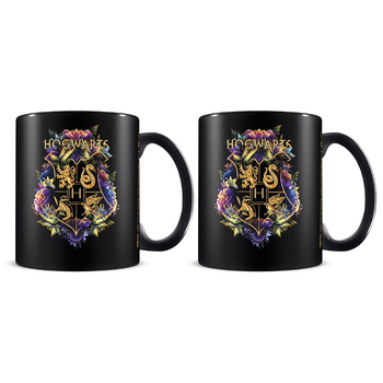 2PK Wizarding World Harry Potter Floral Crest Movie Themed Drinking Mug 300ml